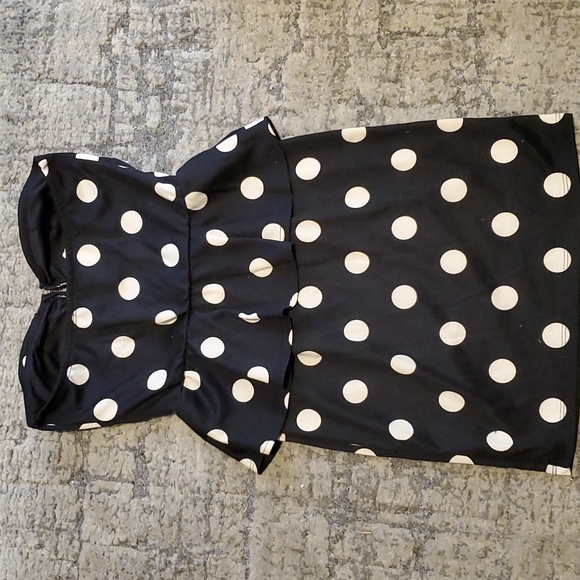 NWT - Agaci MD Retro Polka Dot Peplum Strapless Bodycon Cocktail Dress - Picture 6 of 10